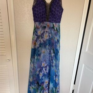 Nayara Araujo Cruz Beaded Floral Evening Gown